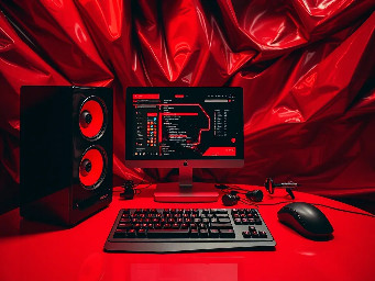 computer gaming setup with keyboard