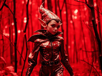 Elf nue se promène en forêt