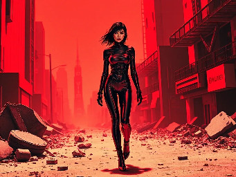 Jill Valentine walks city destroyed