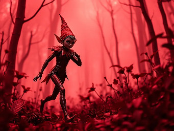 Elf nue se promène en forêt