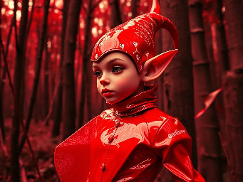 Elf nue se promène en forêt