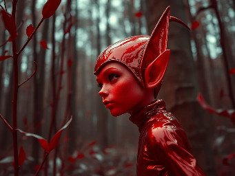 Elf nue se promène en forêt